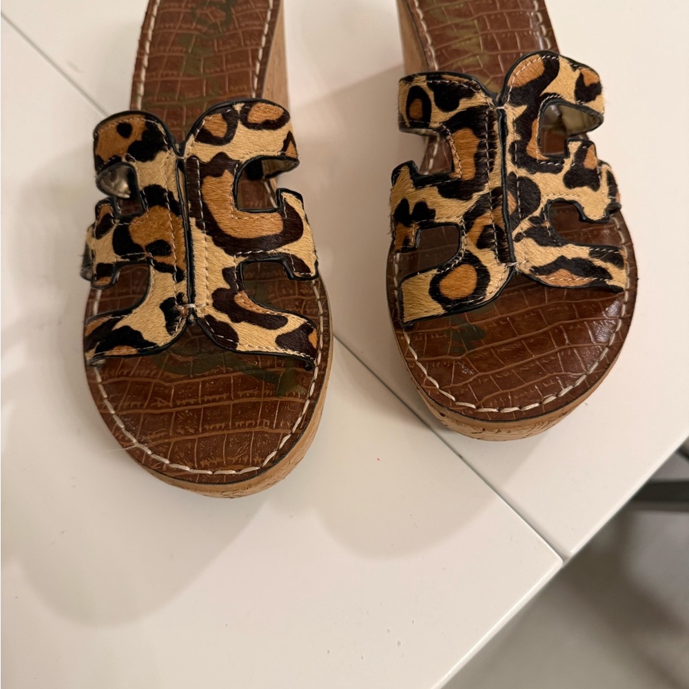 Sam Edelman Animal Print Cork Wedges - Picture 5 of 5
